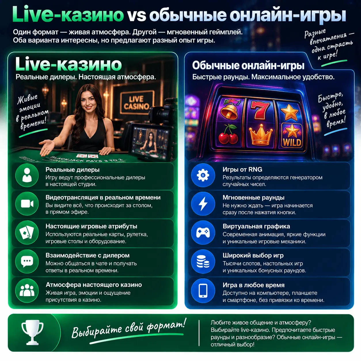 Live-казино vs обычные онлайн-игры