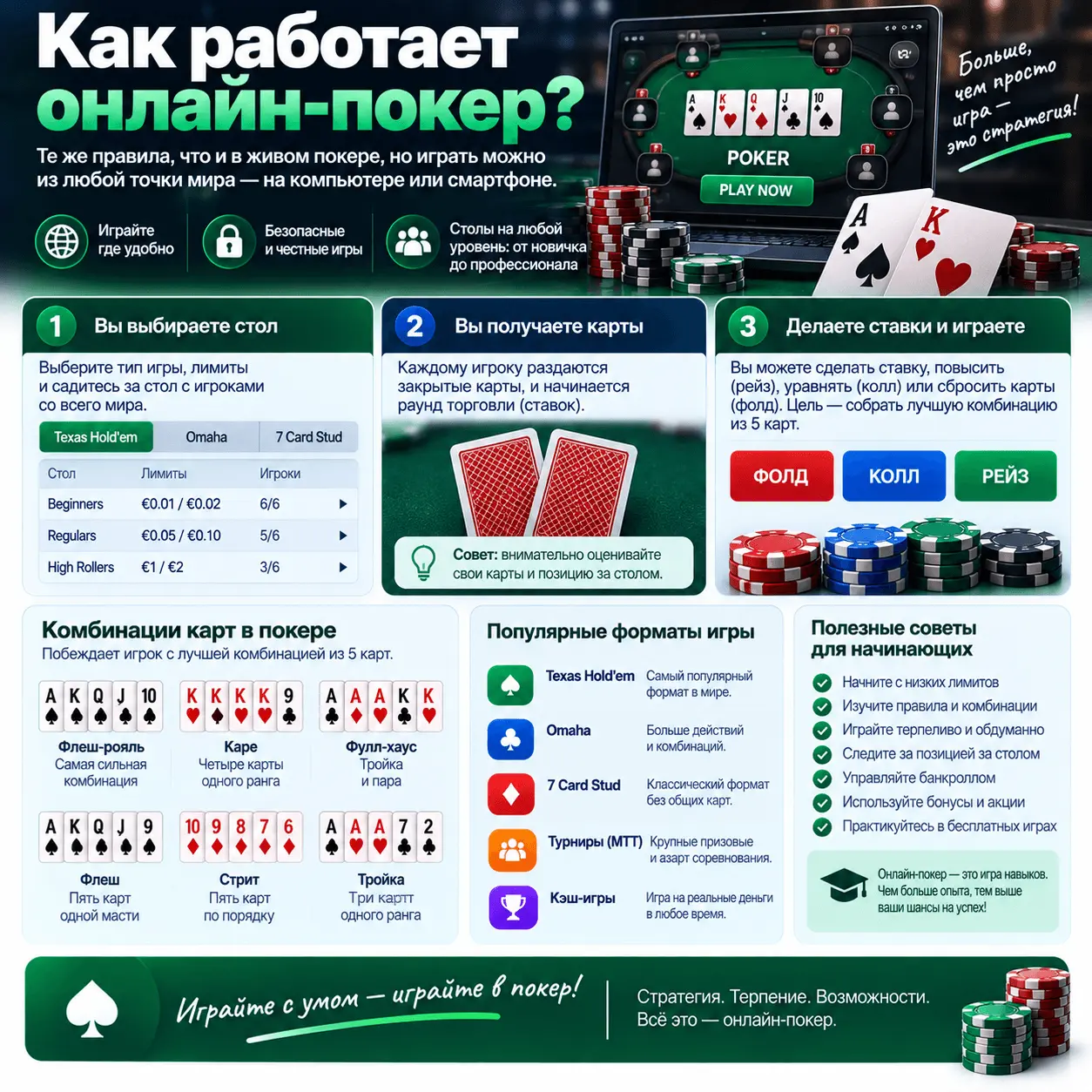 Как работает онлайн-покер?