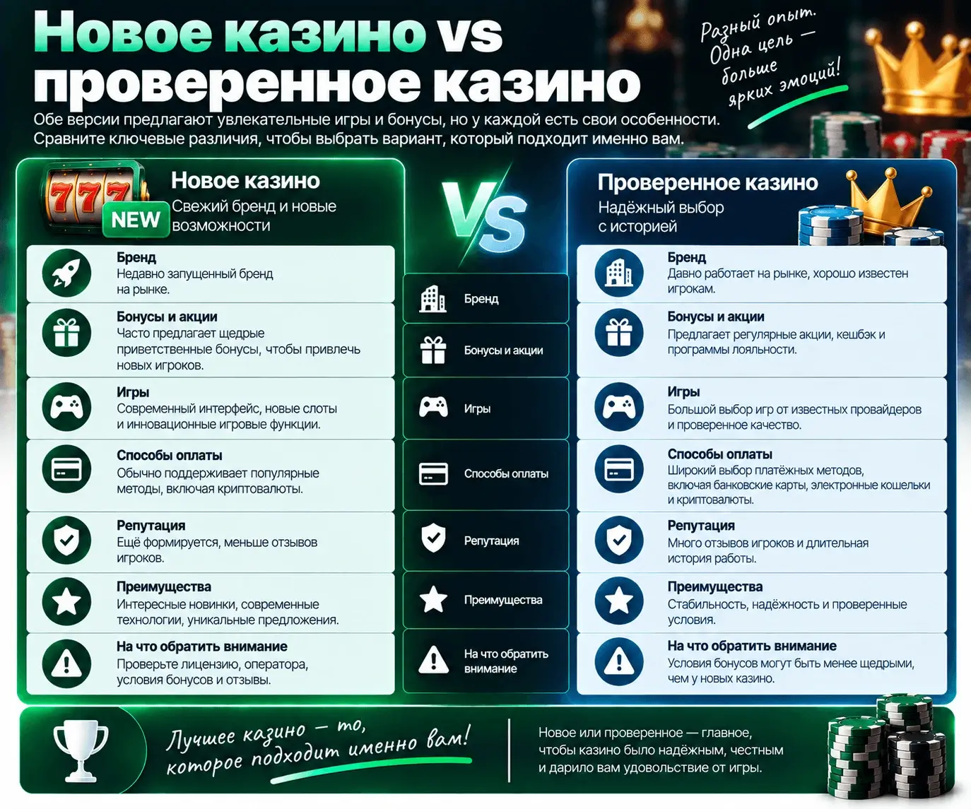 Новое казино vs проверенное казино